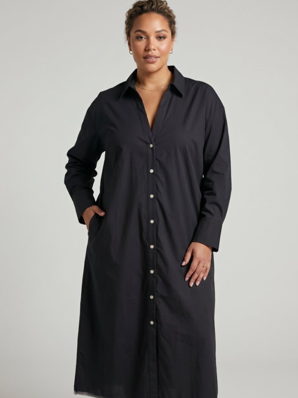Vince 100% Cotton Long Sleeve Shirt Dress Black Size 3X